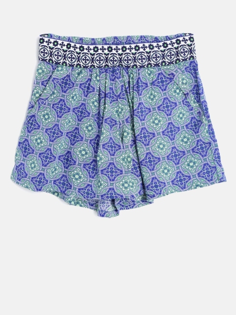 

United Colors of Benetton Girls Blue Printed Shorts