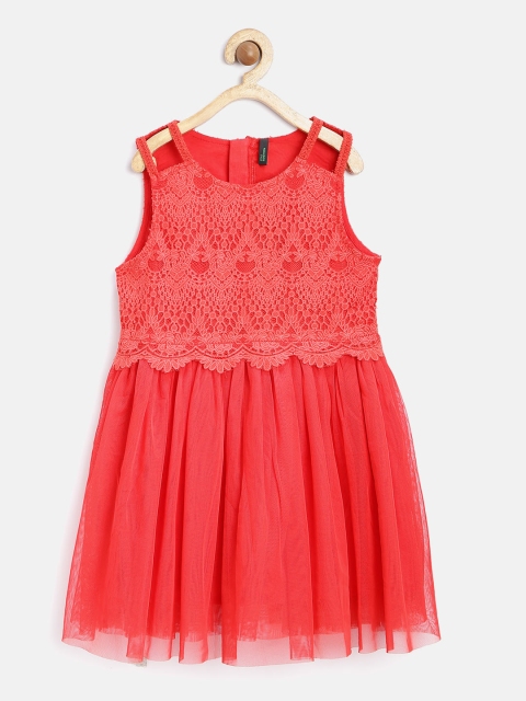 

United Colors of Benetton Girls Red Lace Fit & Flare Dress