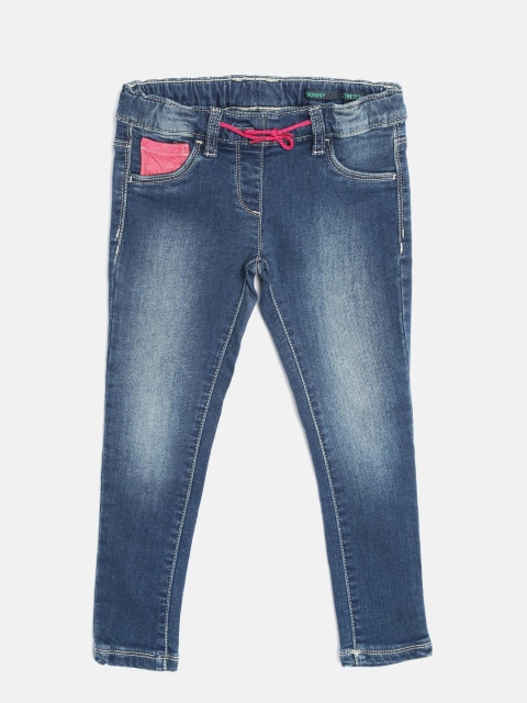 

United Colors of Benetton Girls Navy Skinny Fit Stretchable Jeans, Navy blue