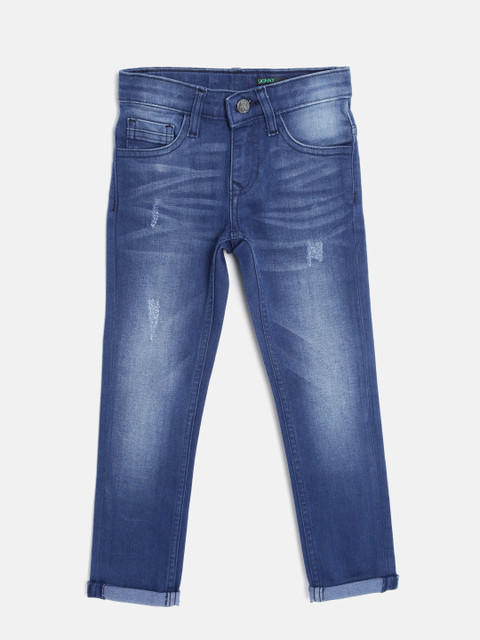 

United Colors of Benetton Boys Blue Skinny Fit Low Distress Stretchable Jeans