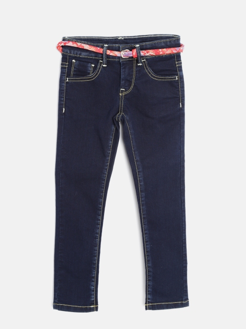 

United Colors of Benetton Girls Navy Skinny Fit Stretchable Jeans, Navy blue