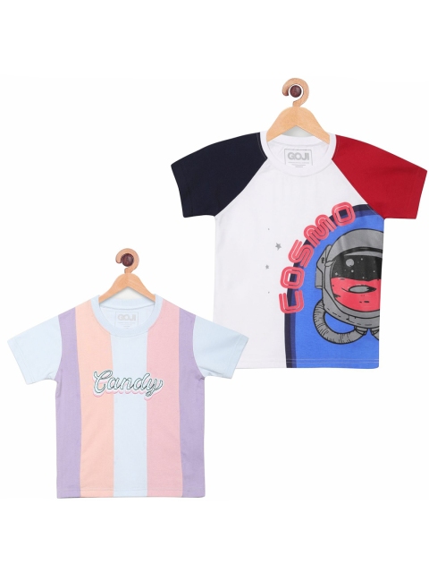 

GOJI Kids Pack of 2 Red & Blue Printed T-shirts
