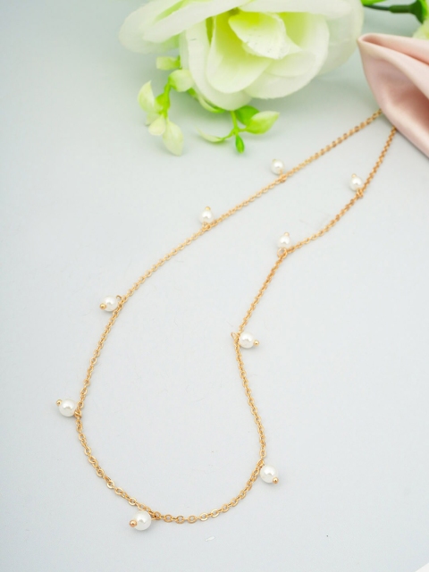 

Ferosh Gold-Toned White Pearl-Studded Waist Chain
