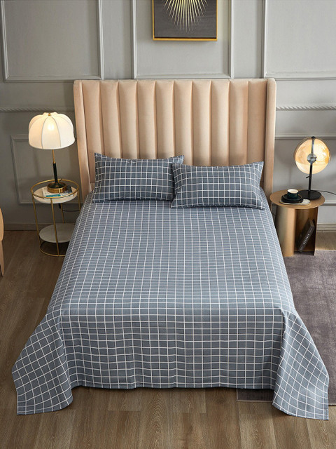 

JC Collection Grey & White Geometric 144 TC King Bedsheet