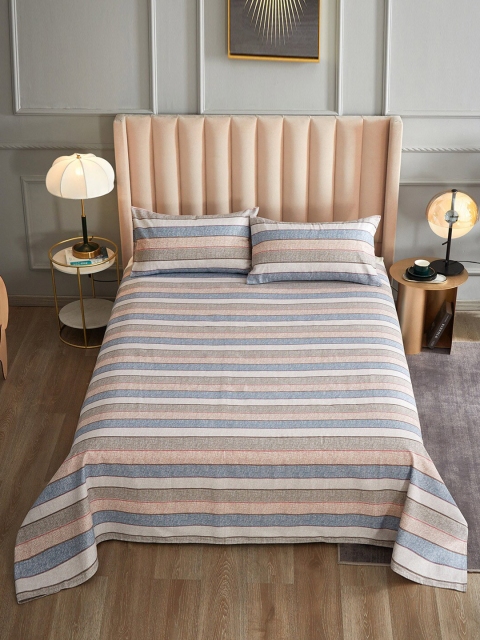 

JC Collection Purple & Blue Striped 144 TC King Bedsheet