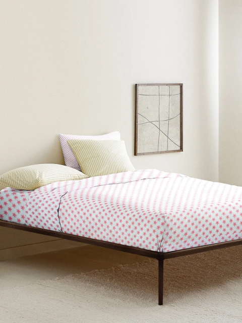 

THE BABY ATELIER Pink & White Floral 300 TC Single Bedsheet with 1 Pillow Covers