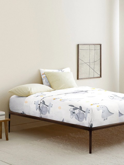 

THE BABY ATELIER White & Grey 300 TC Single Bedsheet