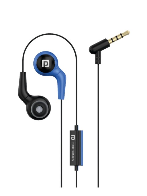 

Portronics Blue and Black Dual Tone In-Ear Wired Earphones With Mic