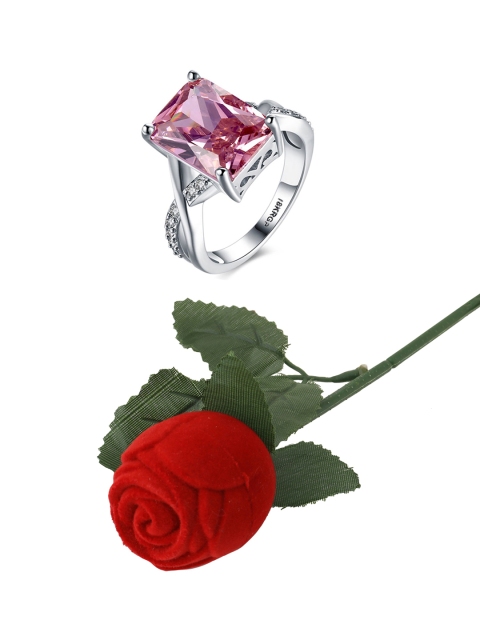 

Yellow Chimes Pink Swarovski Crystals Ring in Red Velvet Rose Ring Box