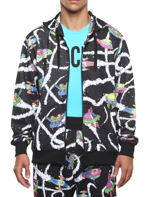 

MOSCHINO COUTURE Men Black & White Printed Bomber Jacket