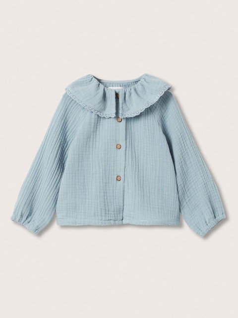 

Mango Kids Girls Blue Shirt Style Pure Cotton Top