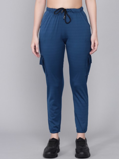 

Darzi Women Blue Relaxed Joggers Trousers