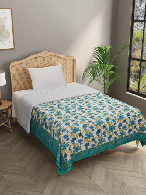 

Gulaab Jaipur Blue & White Floral AC Room 350 GSM Single Bed Dohar