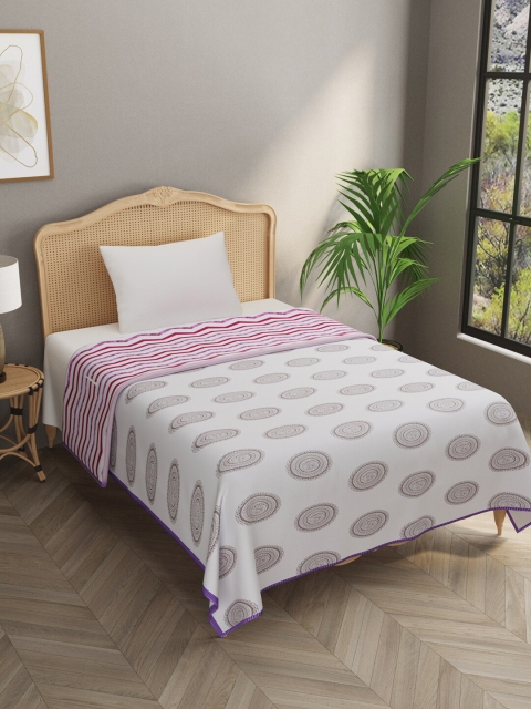 

Gulaab Jaipur Maroon & Grey Floral AC Room 350 GSM Single Bed Dohar