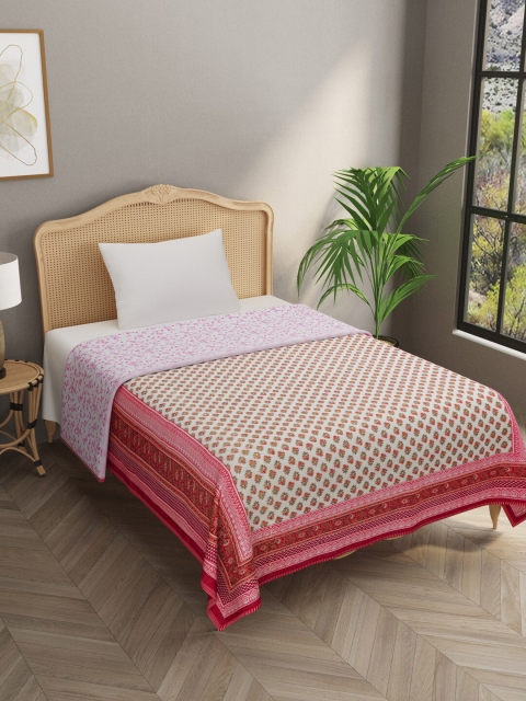 

Gulaab Jaipur Pink & White Floral AC Room 350 GSM Single Bed Dohar