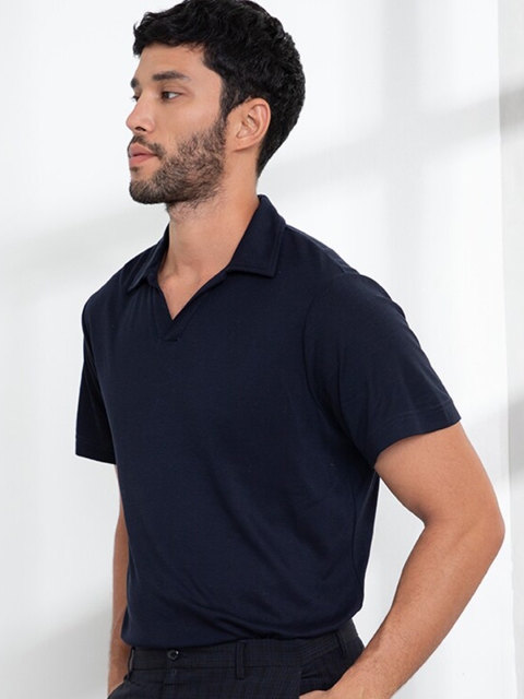 

ORIGIN BY ZALORA Men Navy Blue Relaxed Fit Polo Collar T-shirt