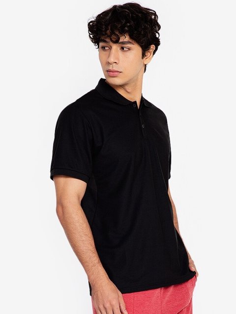 

ZALORA ACTIVE Men Black Solid Polo Collar Outdoor T-shirt
