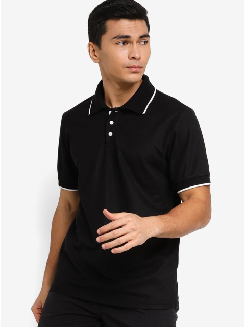

ZALORA ACTIVE Men Black & White Polo Collar T-shirt