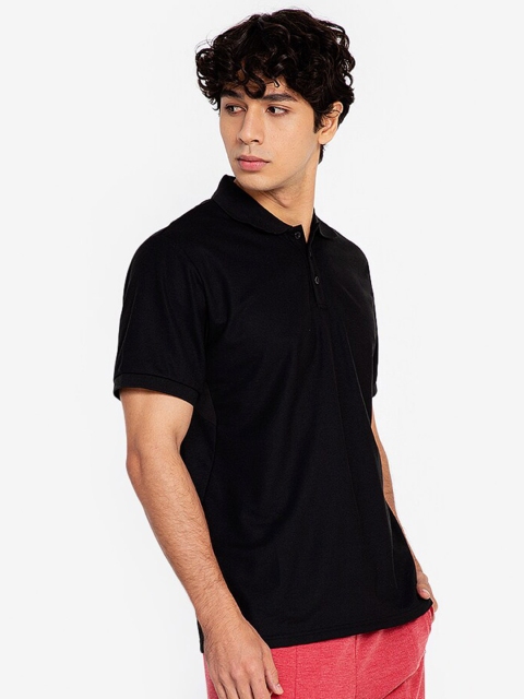 

ZALORA ACTIVE Men Black Polo Collar Outdoor T-shirt