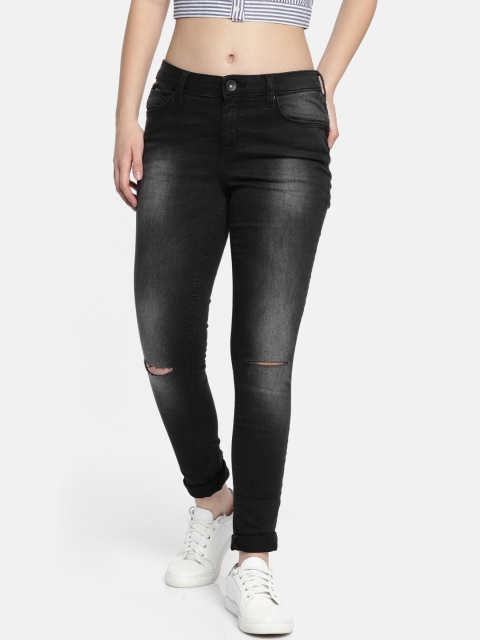 

SF JEANS by Pantaloons Women Black Skinny Fit Mid Rise Slash Knee Jeans