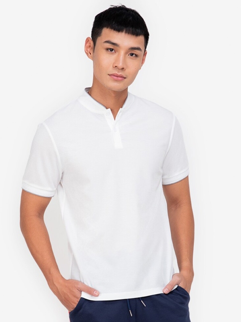 

ZALORA BASICS Men White Henley Neck Outdoor T-shirt
