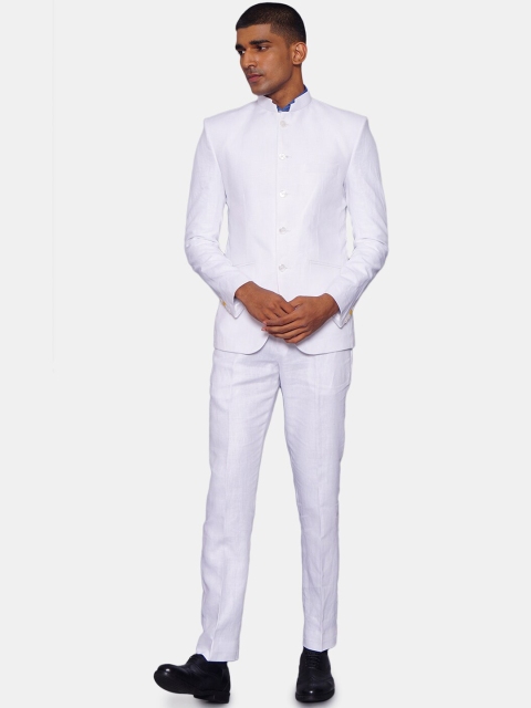 

Wintage Men White Solid Bandhgala Two-Piece Formal Suit