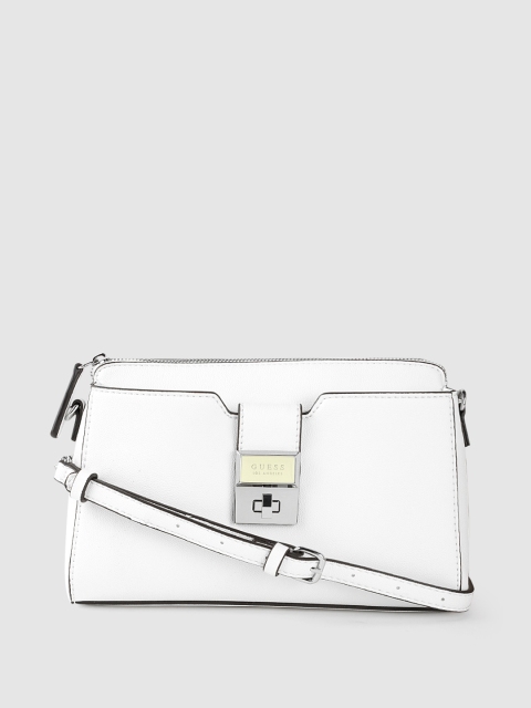 

GUESS Women White Solid Structured Sling Bag