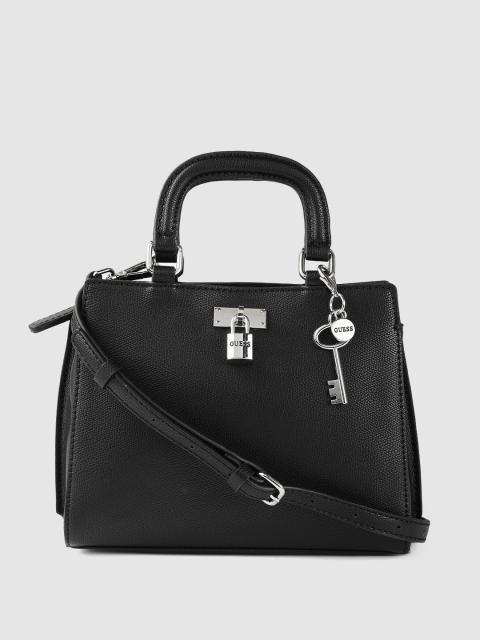 

GUESS Women Black Solid Structured Handheld Bag