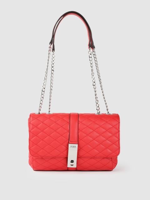 

GUESS Women Red Structured Shoulder Bag with Quilted Detail