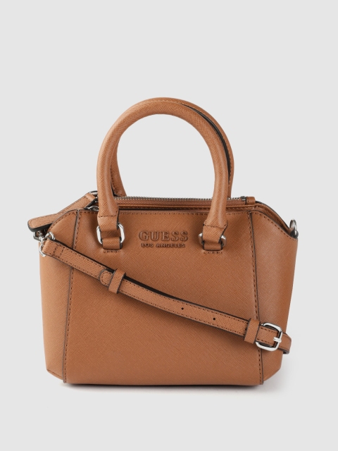 

GUESS Women Tan Brown Solid Structured Handheld Bag