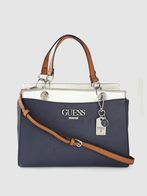 

GUESS Women Navy Blue Solid Structured Handheld Bag