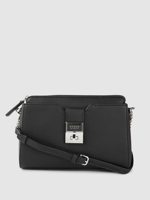 

GUESS Women Black Solid Structured Sling Bag