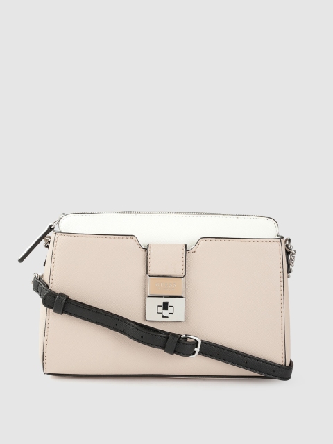 

GUESS Beige Solid Structured Sling Bag