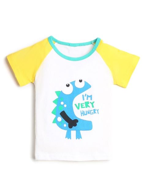 

Hopscotch Boys White Colourblocked V-Neck T-shirt