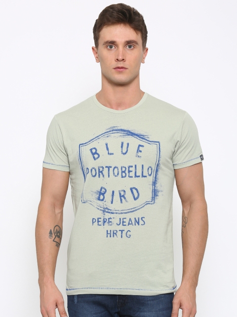

Pepe Jeans Men Green Printed Round Neck T-shirt