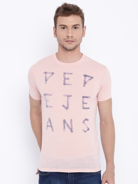 

Pepe Jeans Men Pink Printed Round-Neck T-shirt