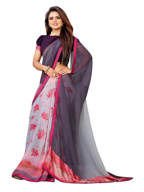

Jashvi Creation Multicoloured Floral Pure Georgette Narayan Peth Saree, Multi