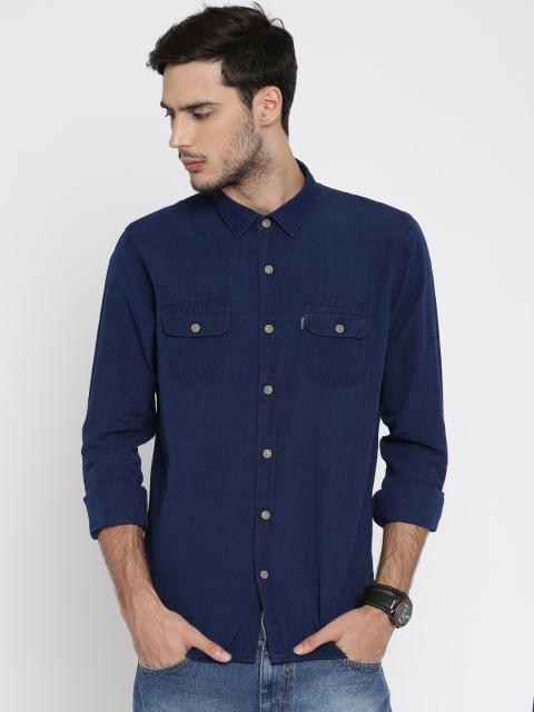 

Pepe Jeans Men Navy Blue Semi Fit Solid Casual Shirt