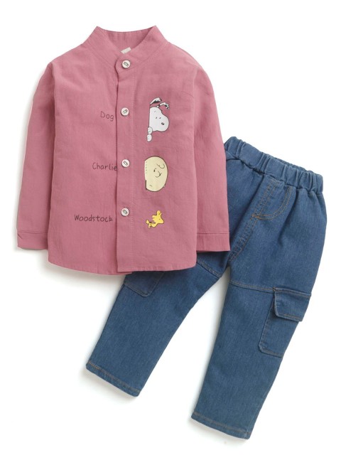 

Hopscotch Boys Pink & Blue Printed Shirt with Jeans