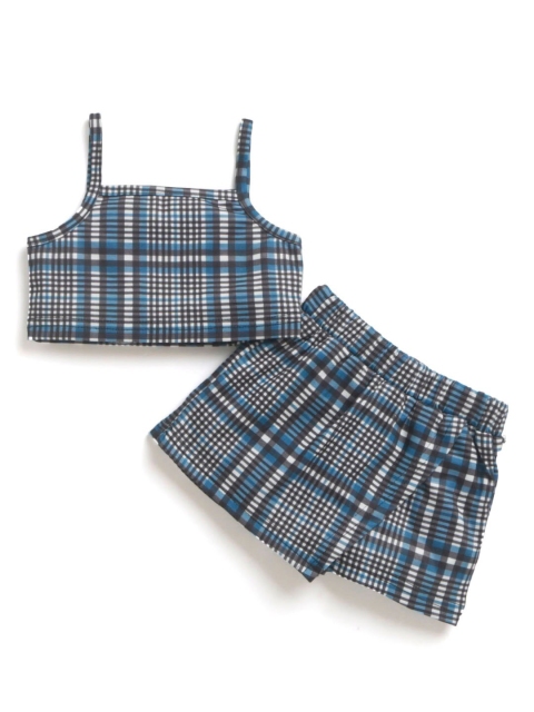 

Hopscotch Girls Blue Checked Top with Skirt