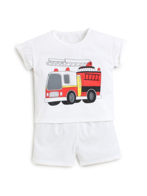 

Hopscotch Boys White Printed T-shirt with Shorts