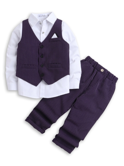 

Hopscotch Boys Purple & White Striped Shirt with Trousers & Waistcoat