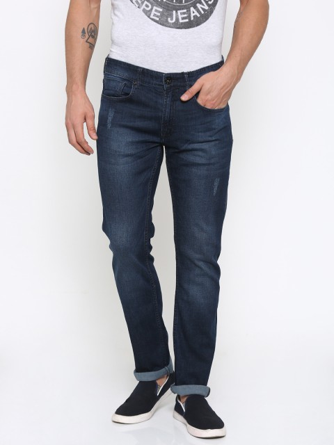 

Pepe Jeans Men Blue Vapour Slim Fit Low-Rise Low Distress Stretchable Jeans