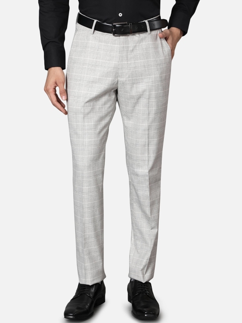 

Callino London Men Cream-Coloured Checked Trousers