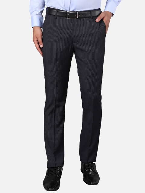 

Callino London Men Black Striped Slim Fit Trousers