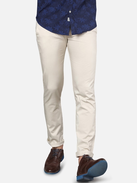 

Callino London Men Cream-Coloured Slim Fit Trousers