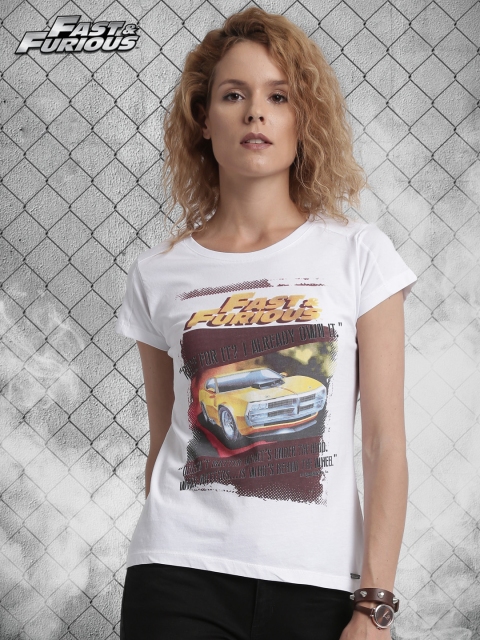 

Roadster Fast and Furious Women White Printed T-shirt