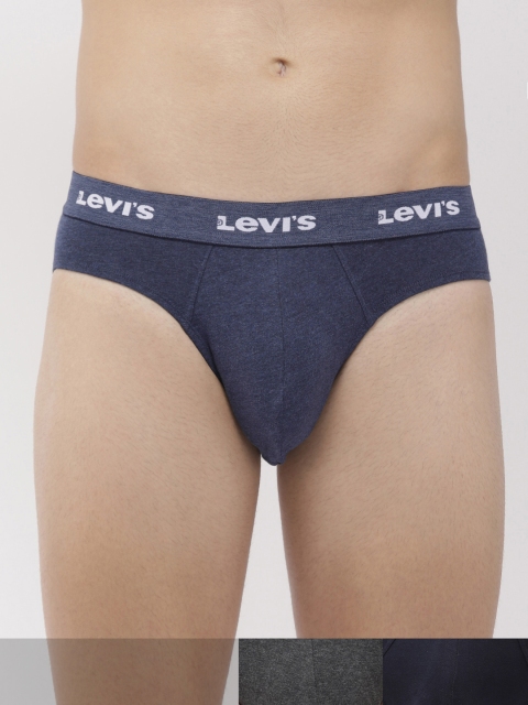 

Levis Men Pack Of 2 Solid Pure Cotton Briefs, Grey