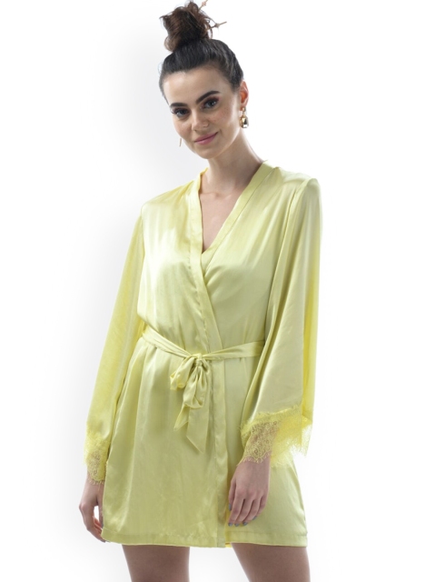 

NOCHEE VIDA Women Yellow Solid Bath Robe