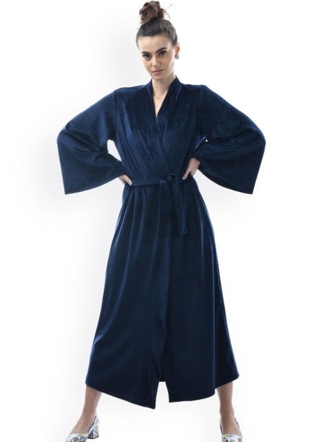 

NOCHEE VIDA Women Navy Blue Solid Maxi Robe